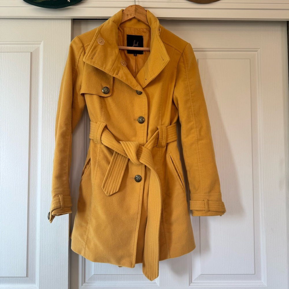 Jack by BB Dakota Elegant Mustard Yellow Trench Coat Sz S